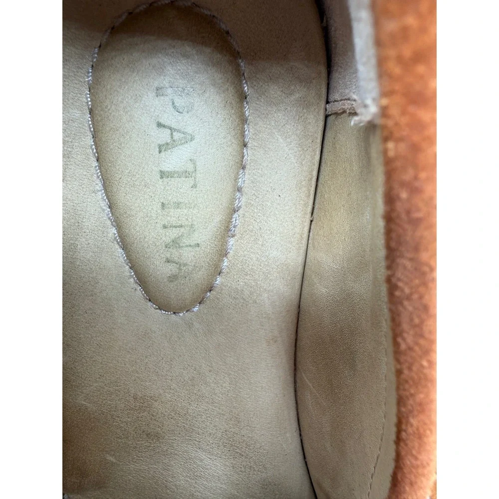Portland Leather Goods Patina Loafers Women 9 Fawn Good Chunky Suede Lug Sole